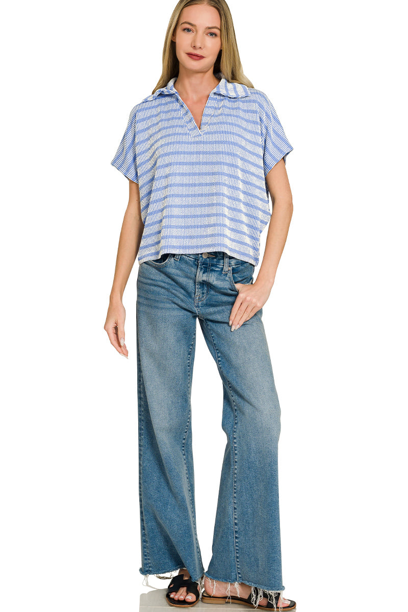 Zenana Ribbed Striped Top