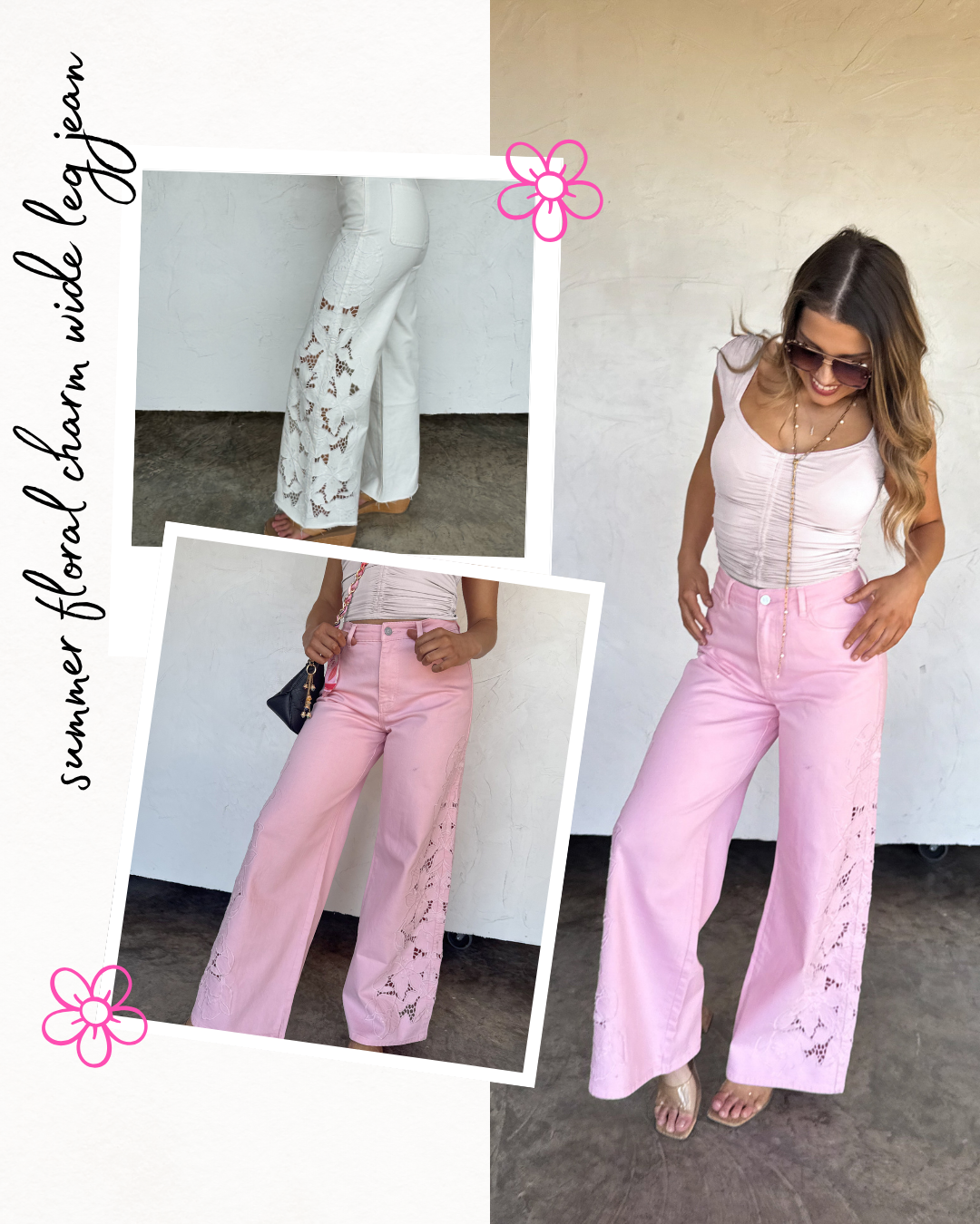 PREORDER- SUMMER FLORAL CHARM WIDE LEG JEAN