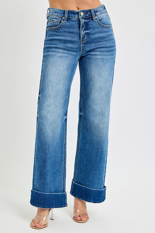 RISEN TUMMY CONTROL HIGH RISE ANKLE WIDE CUFFED
JEANS-ETA 10/24