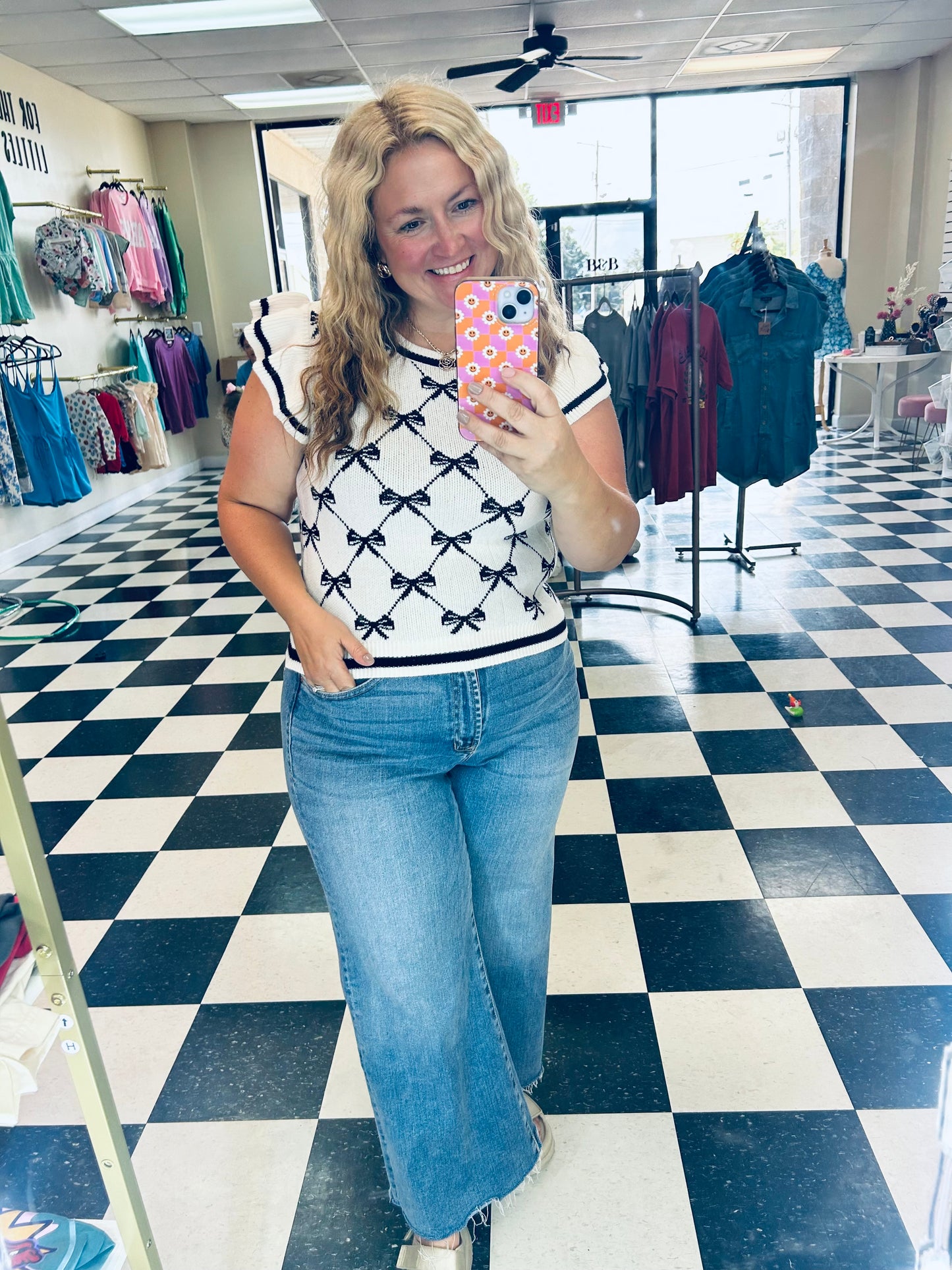 Blu Pepper Ivory Bow Sweater Top