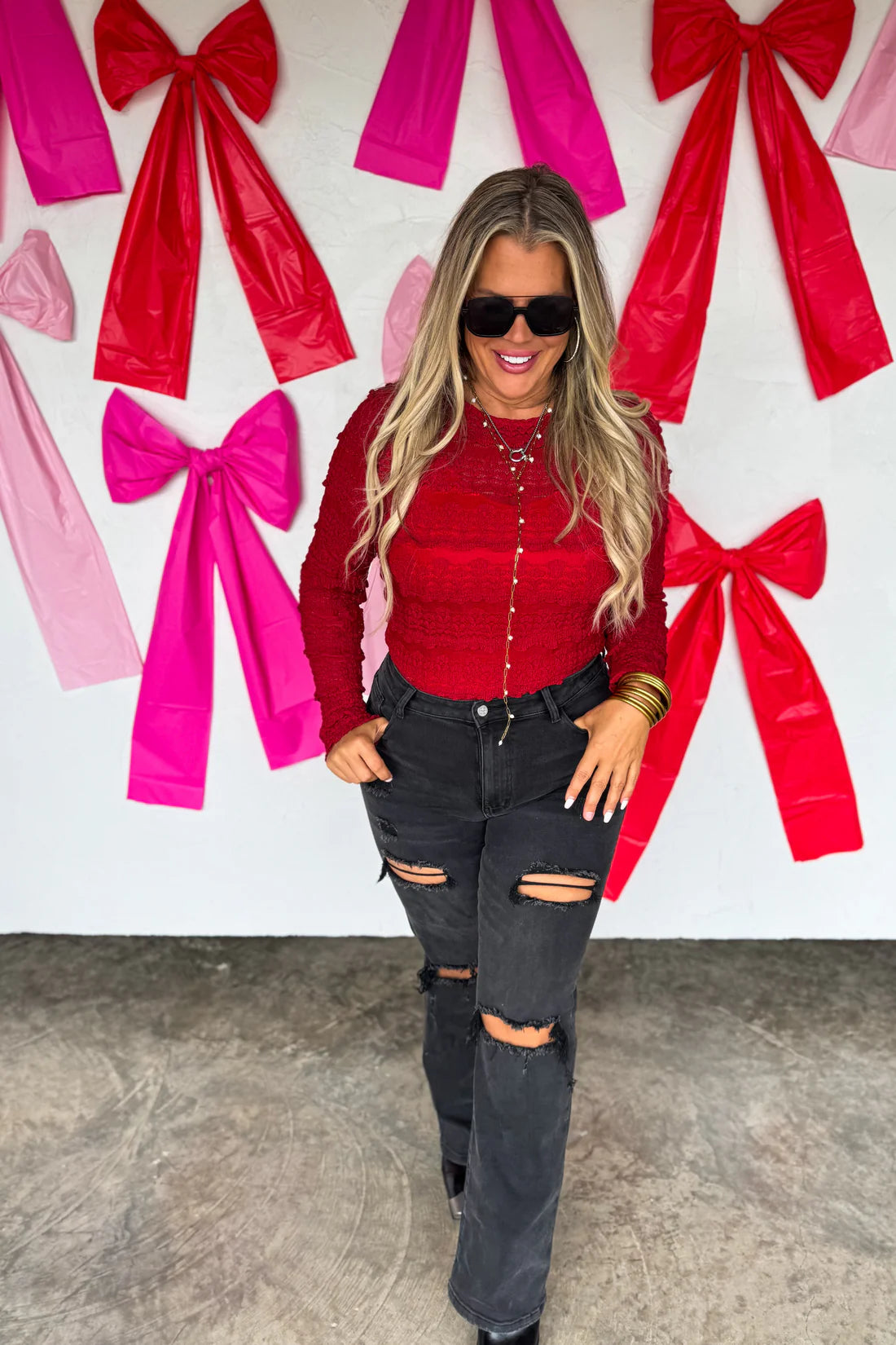 PREORDER- LONG SLEEVE ROSALIE LACE TOP-BEGINNING OF JAN