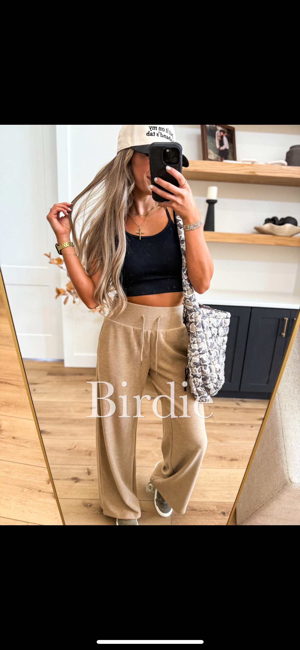 BIRDIE PREORDER Ribbed Wide Leg Pants with Tummy Control in Tan