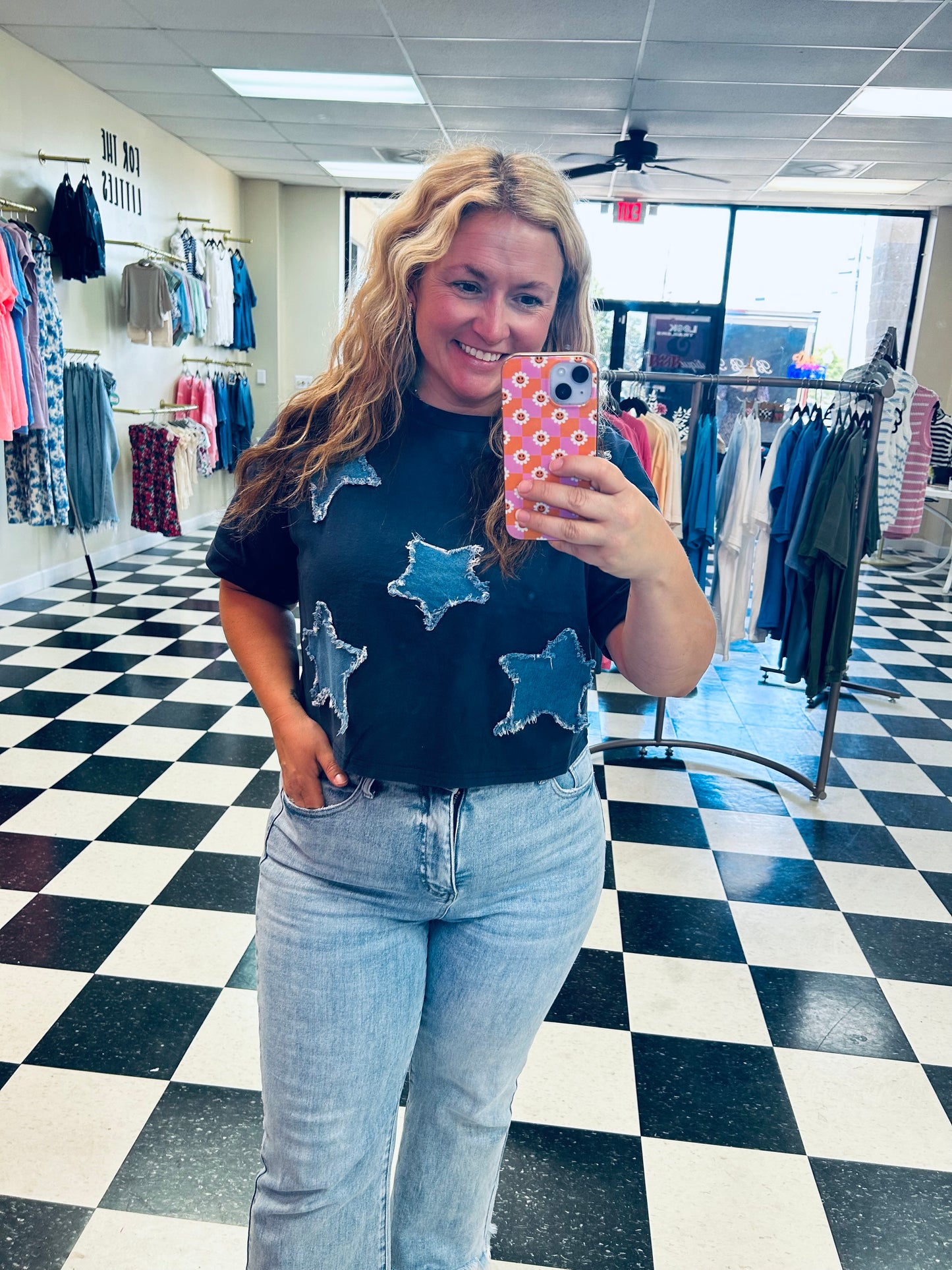 Cropped Star Patchwork Top