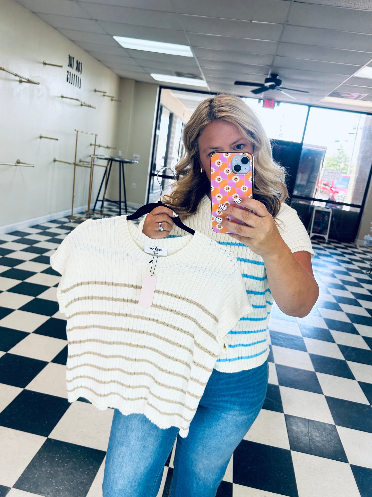 Ribbed Knit Striped Top