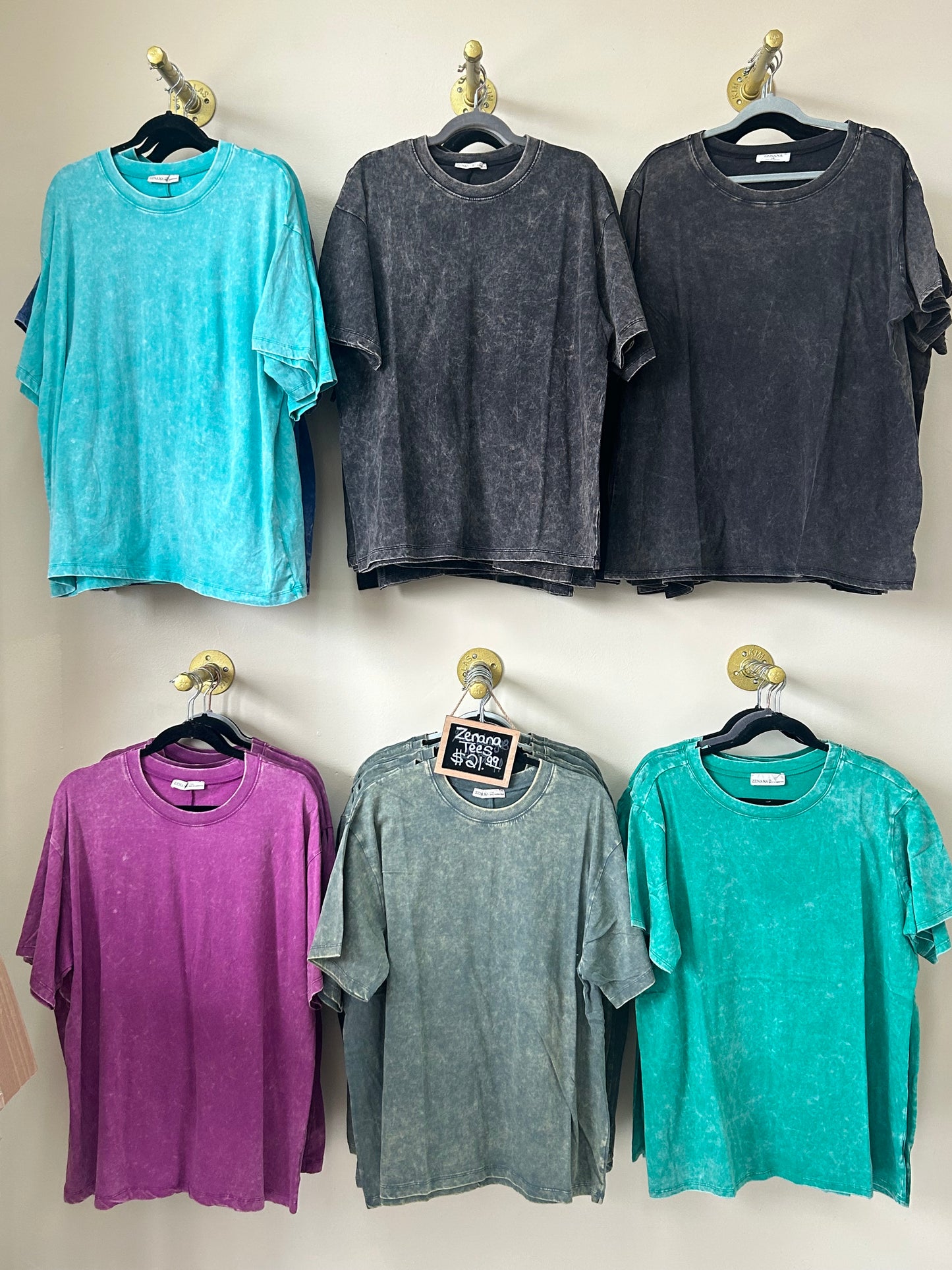 Zenana Oversized Acid Wash Tees