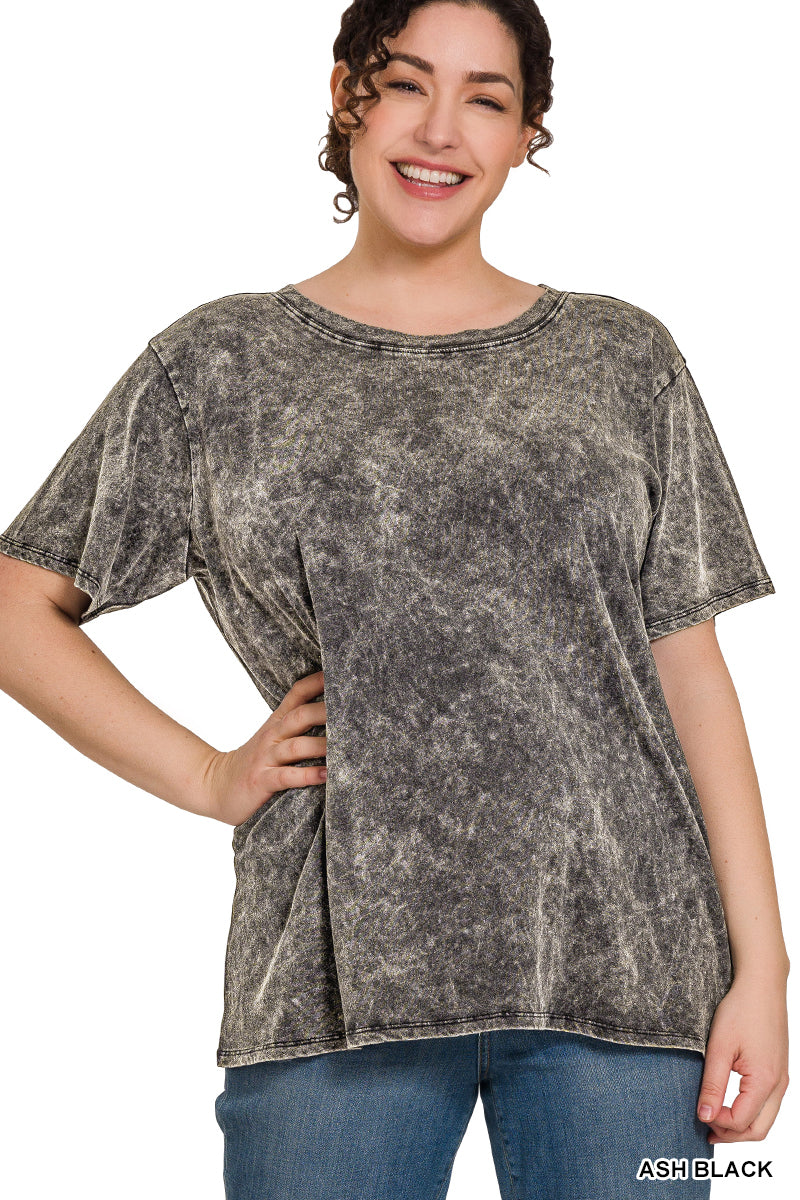 Zenana Oversized Acid Wash Tees