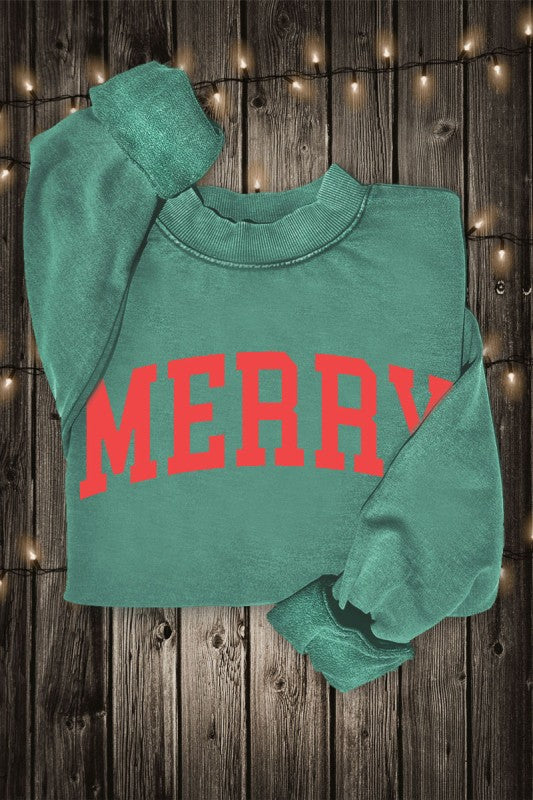 Hrt & Luv Mineral Wash Merry Crewneck