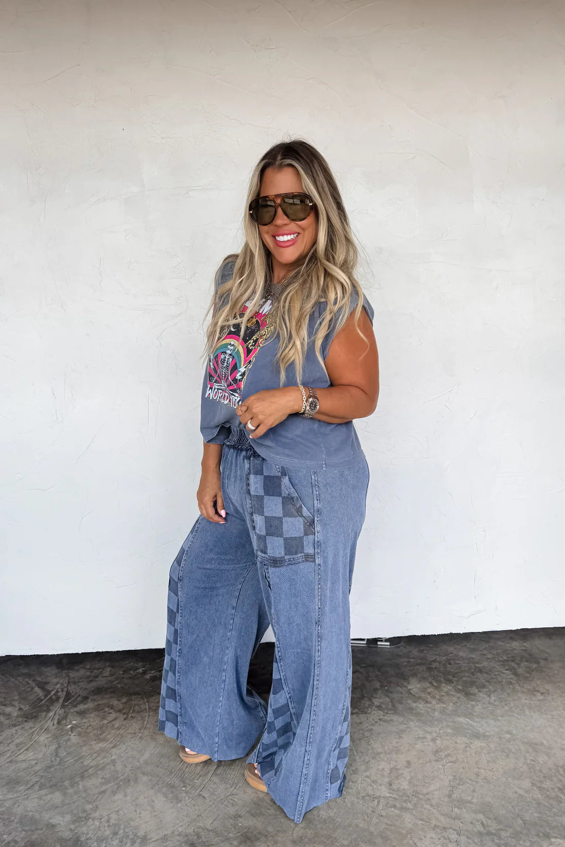PREORDER- GROOVE ON CHECKER FLARE PANTS-ETA MID NOV