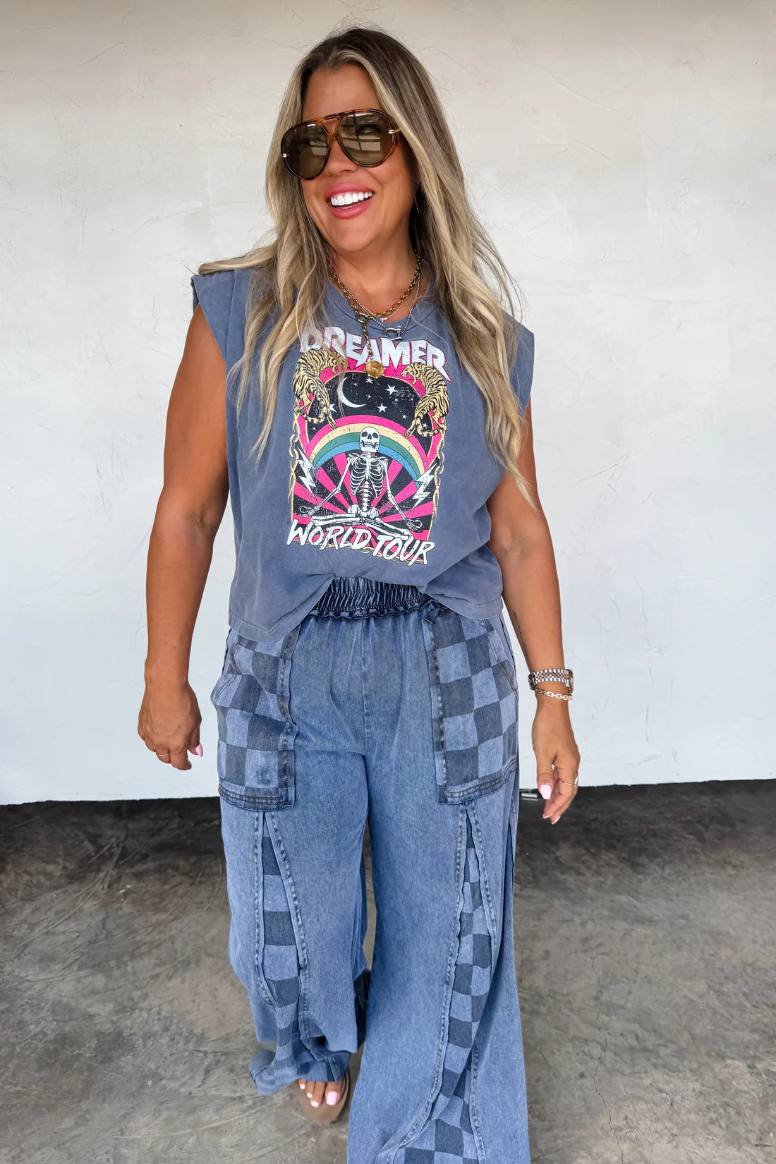 PREORDER- GROOVE ON CHECKER FLARE PANTS-ETA MID NOV