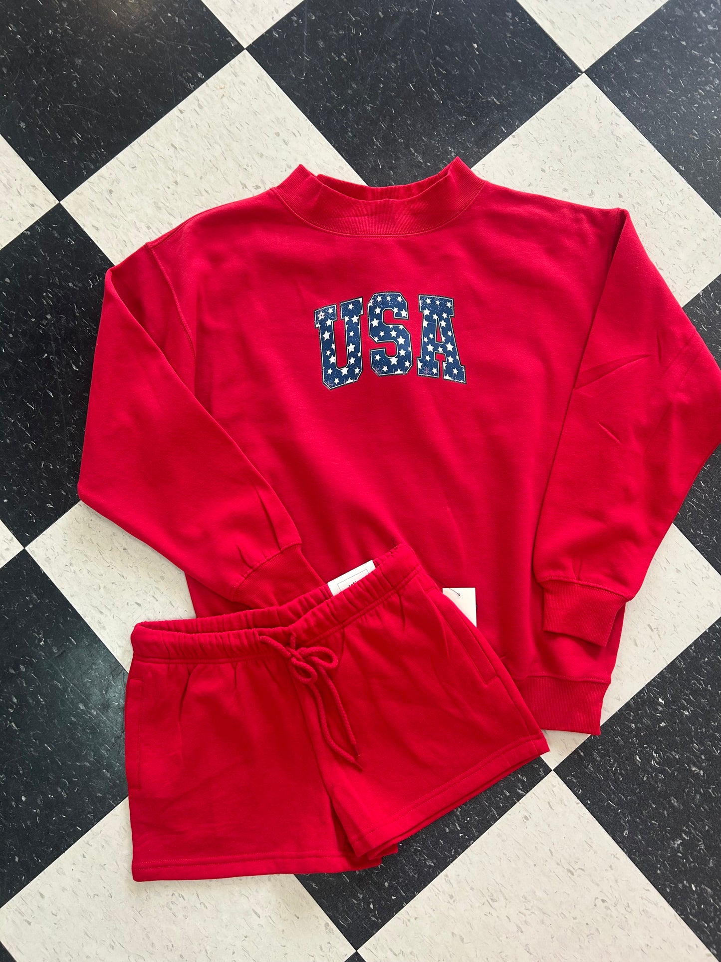 USA Red Mock Neck
