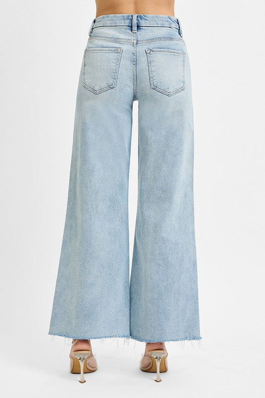 Risen Tummy Control Mid Rise Wide Jeans