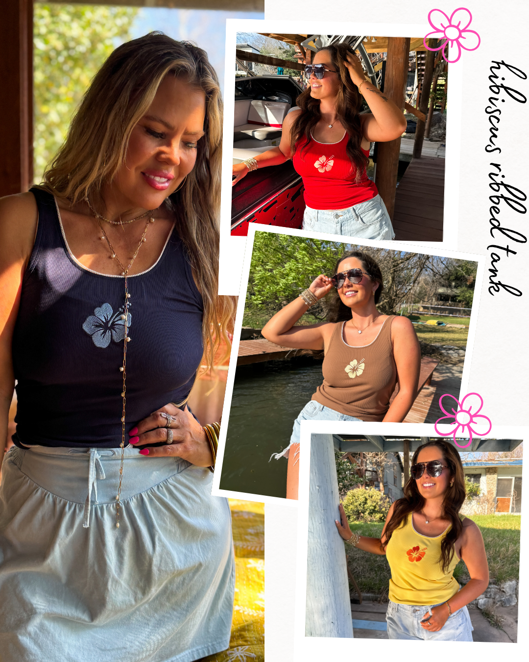 PREORDER- HIBISCUS RIBBED TANK
