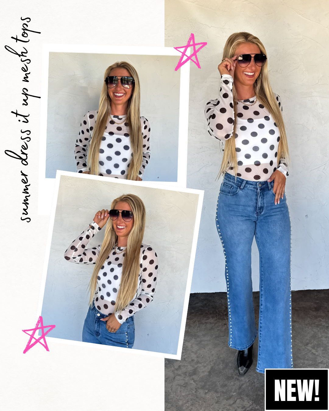 Polka Dot Mesh Top-Preorder