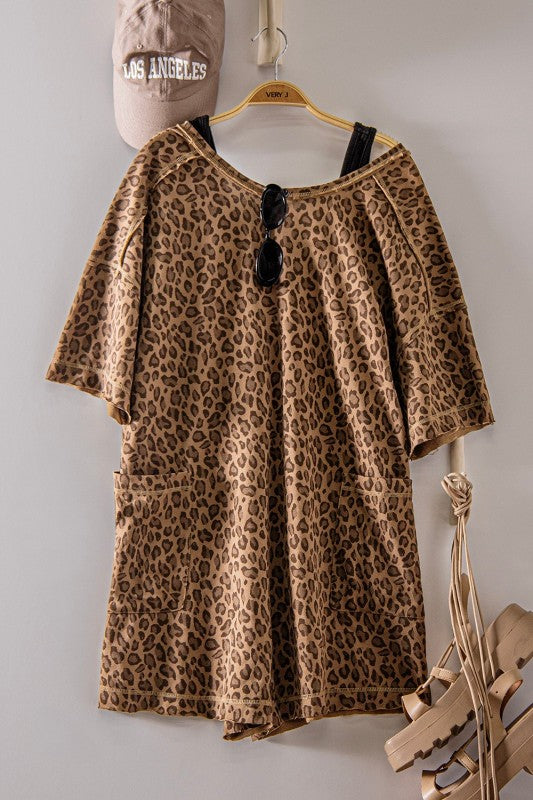 Leopard Knit Comfy Romper