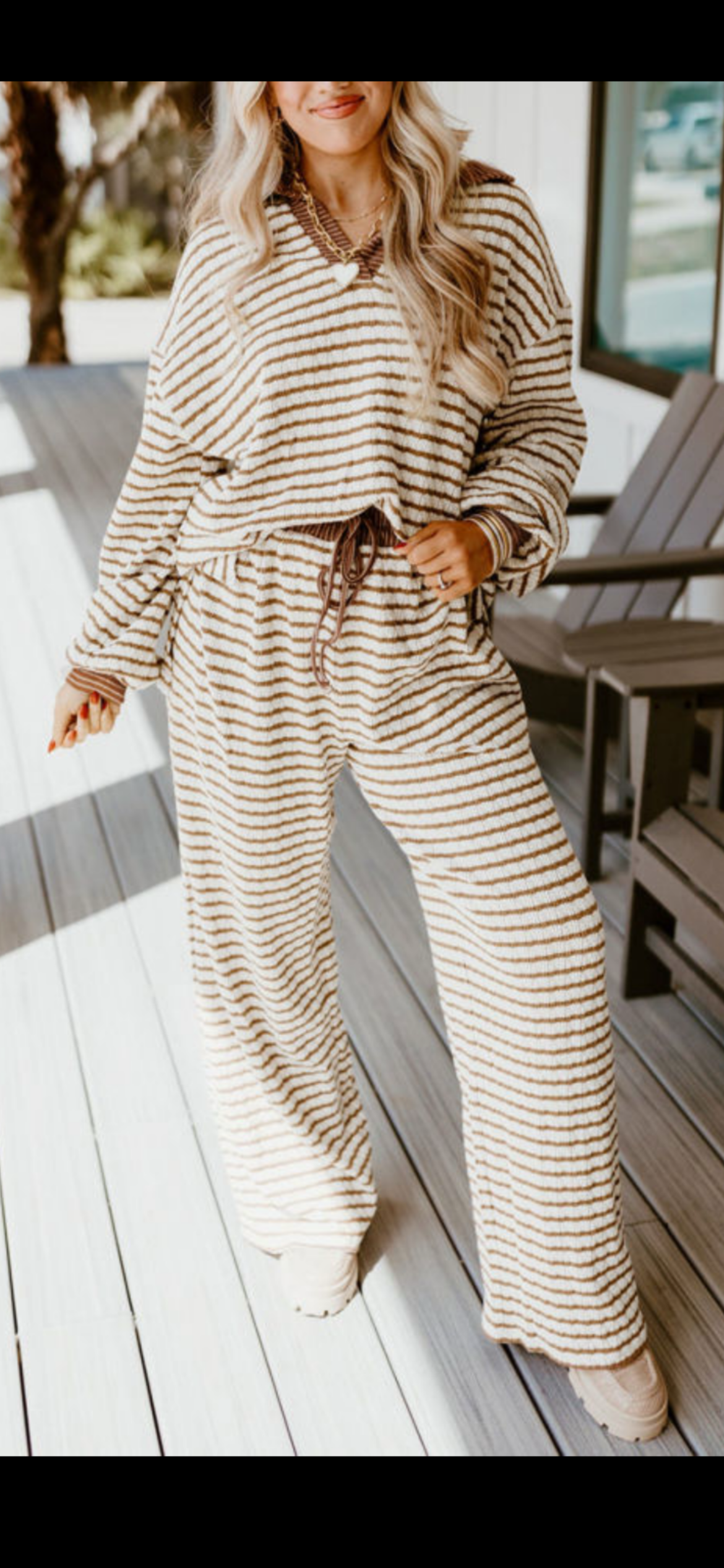Brown Striped Pants Set🤎🤎