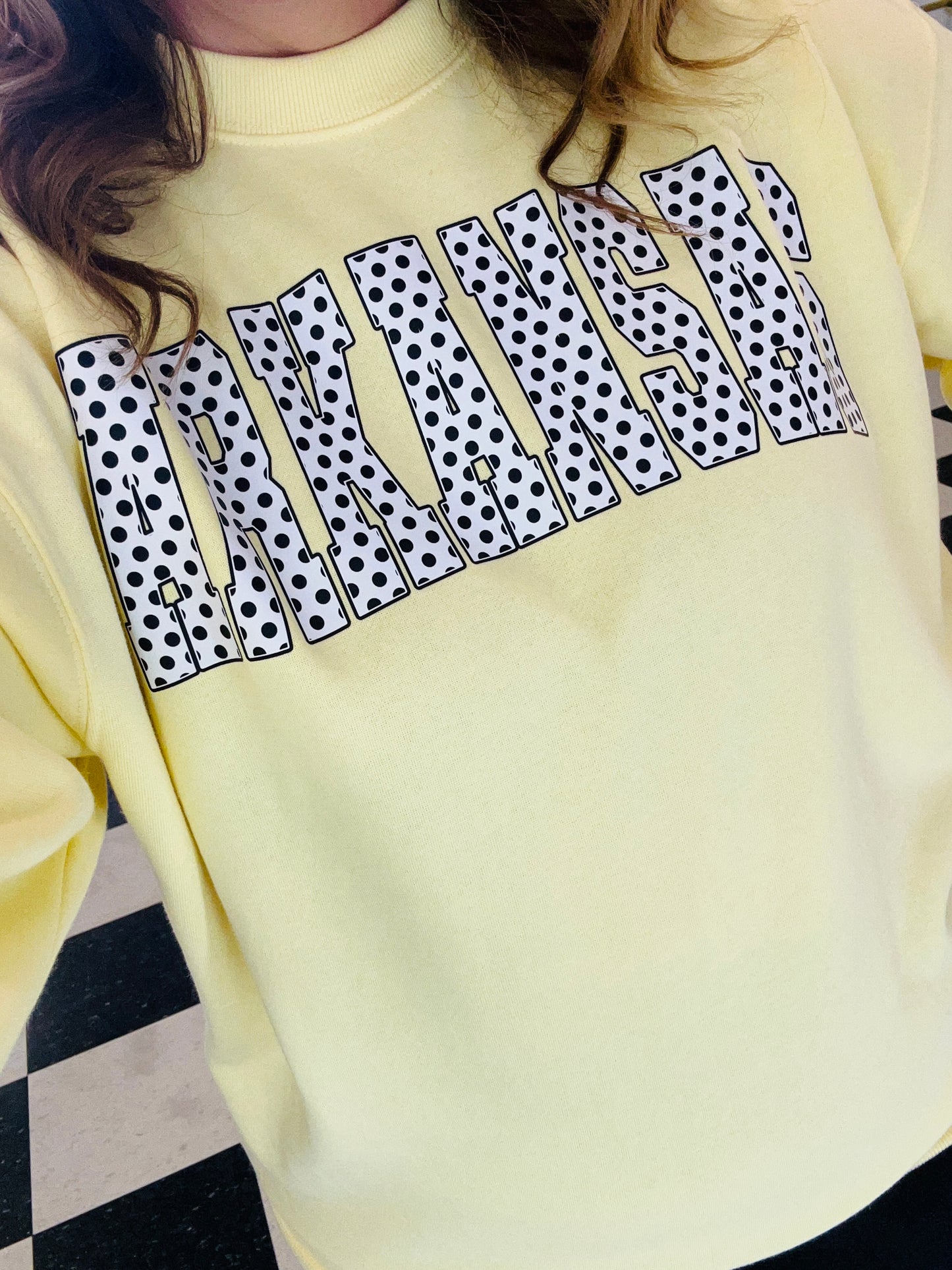 Butter Yellow Polka Dot Arkansas Crewneck