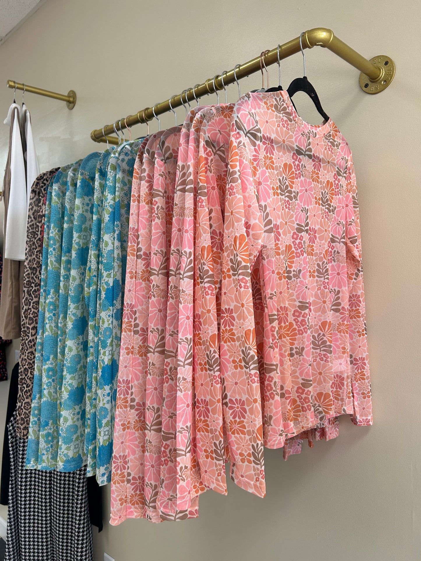 Vintage Mesh Floral Tops