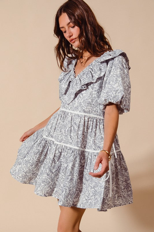 Navy/White Ruffle Dress