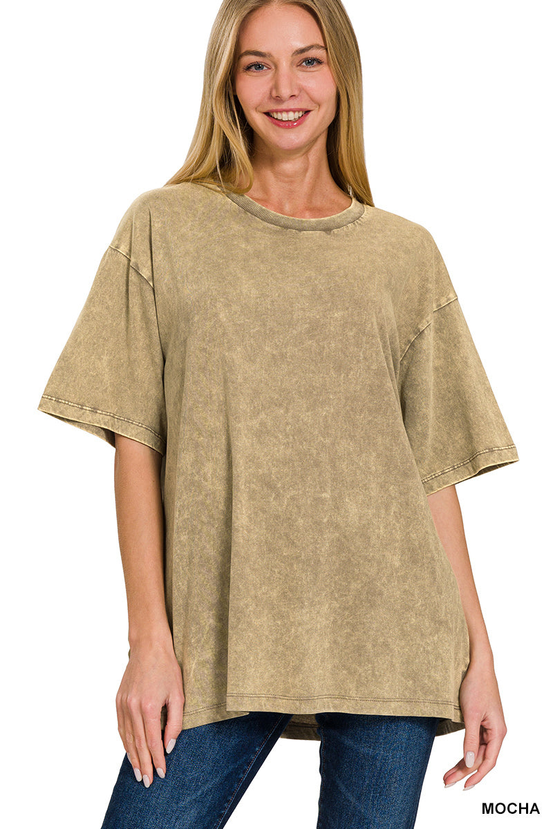 Zenana Oversized Acid Wash Tees