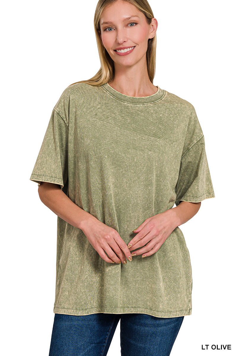 Zenana Oversized Acid Wash Tees
