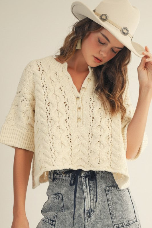 Ivory Cable Knit Top