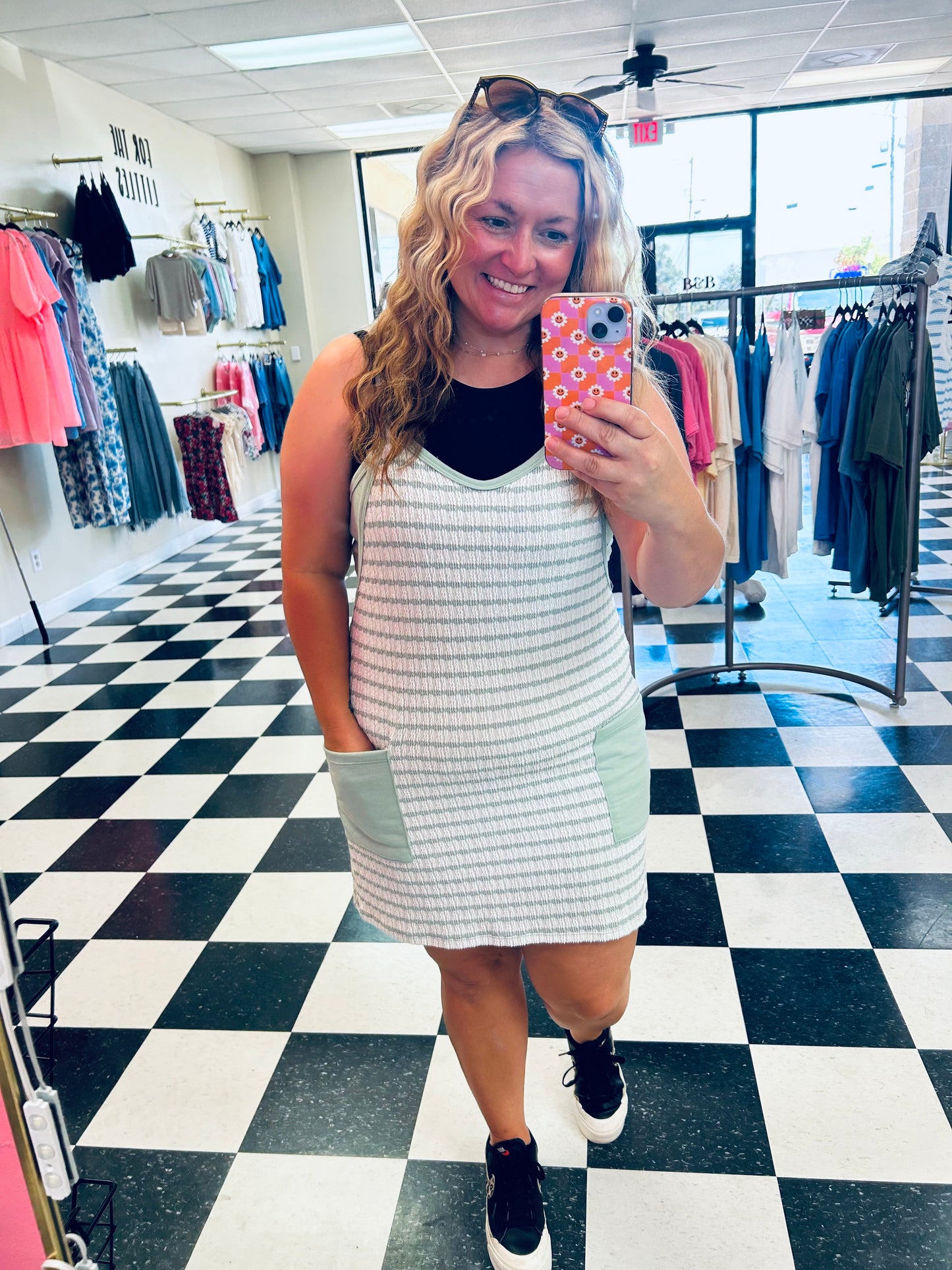 Lovely Melody Sage Romper Dress with built in shorts