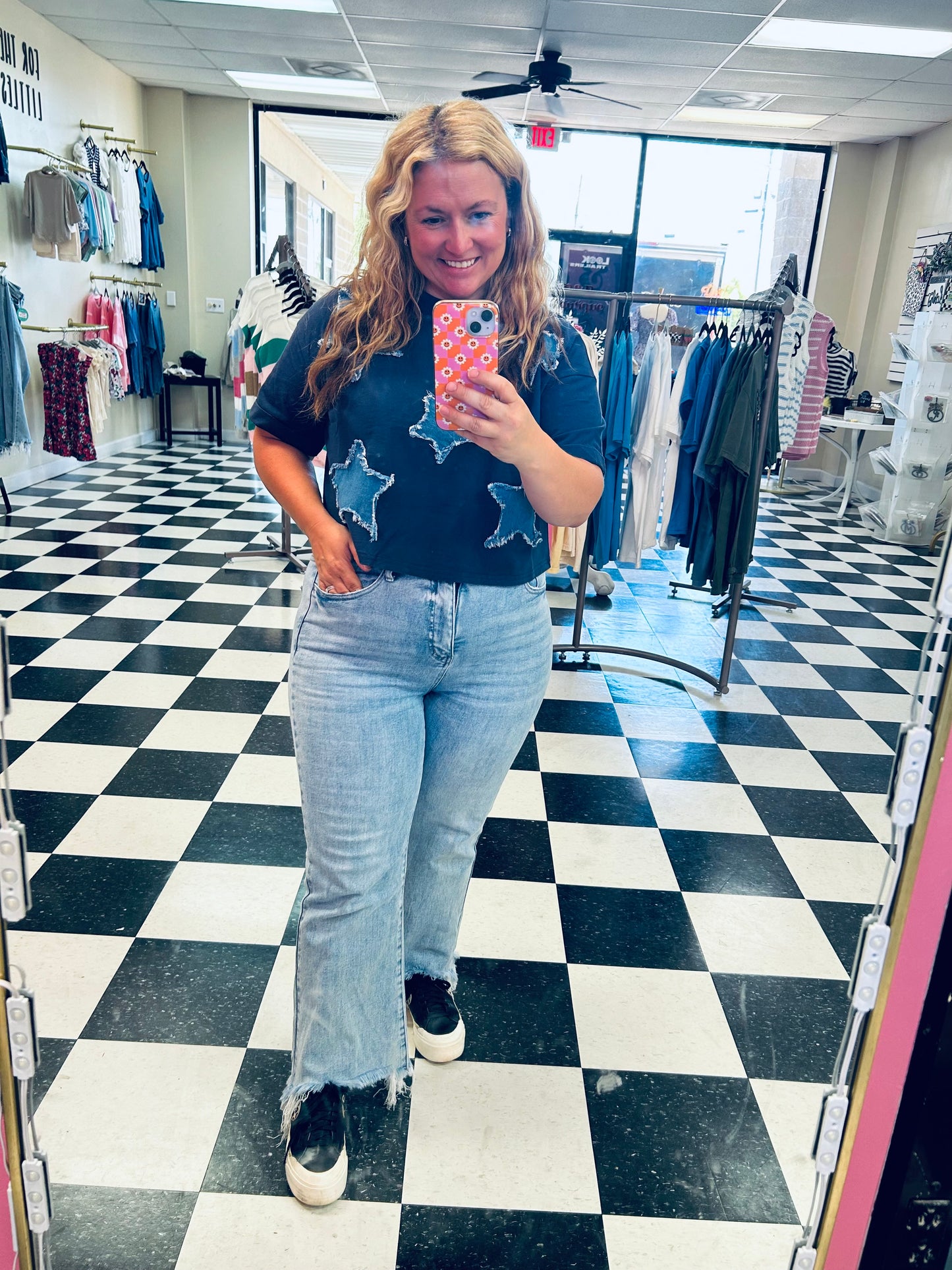 Cropped Star Patchwork Top