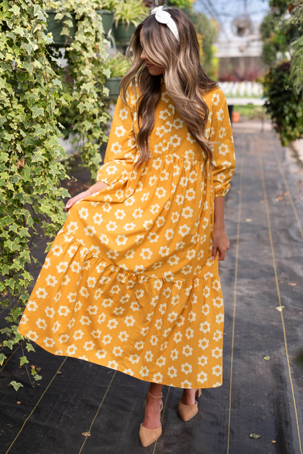 Yellow Flower Maxi Dress