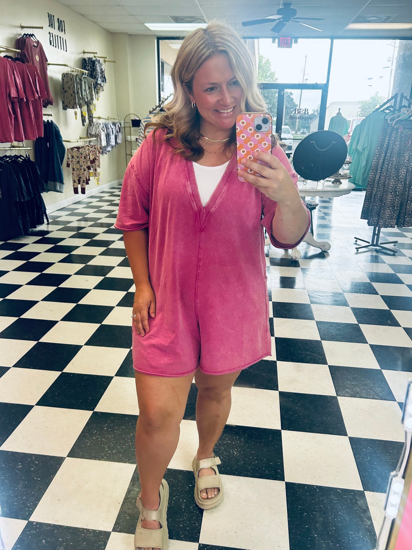 Reversible Vintage Wash Rompers with V-Back