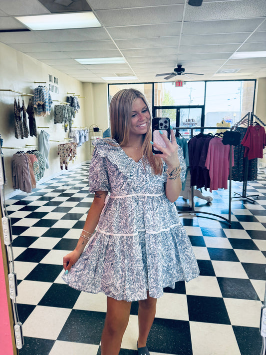 Navy/White Ruffle Dress