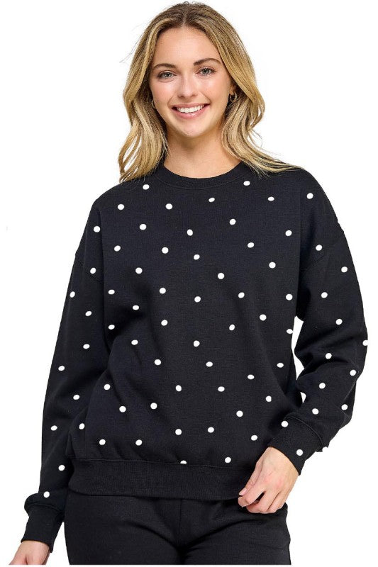 Polka Dot Basic Sweatshirt