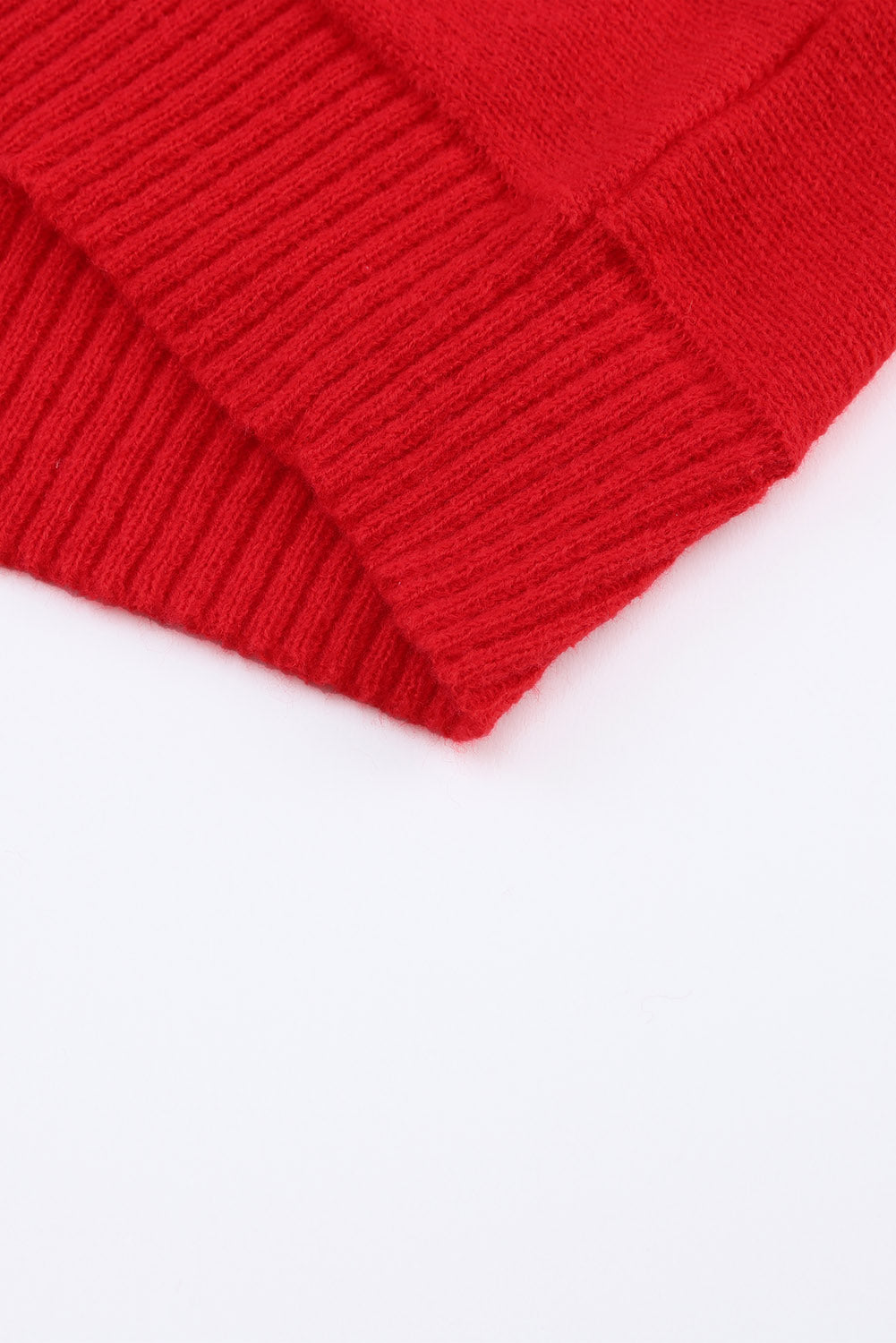 Red Turtle Neck Batwing Sleeve Merry Christmas Sweater