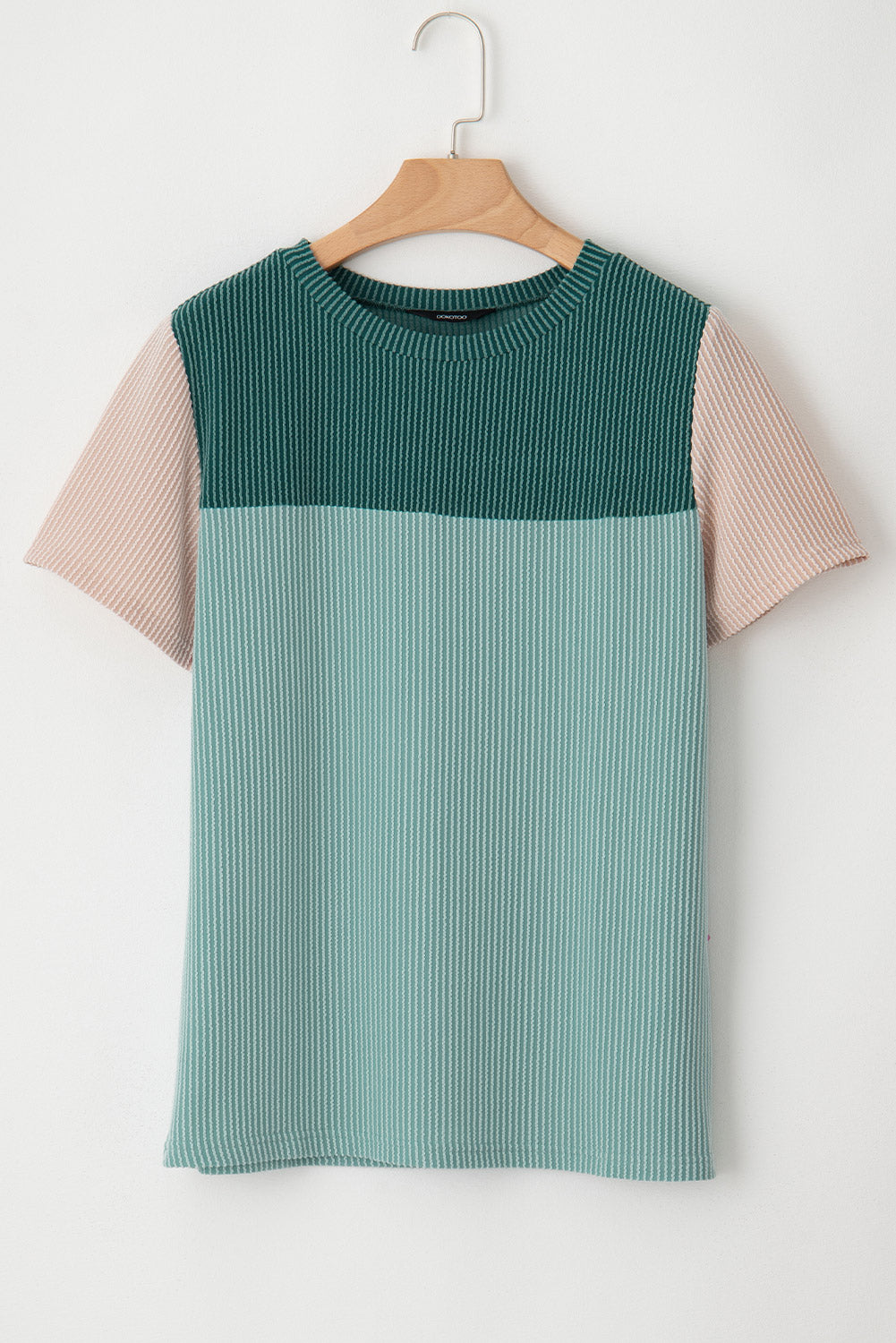 Ribbed Textured Colorblock T Shirt