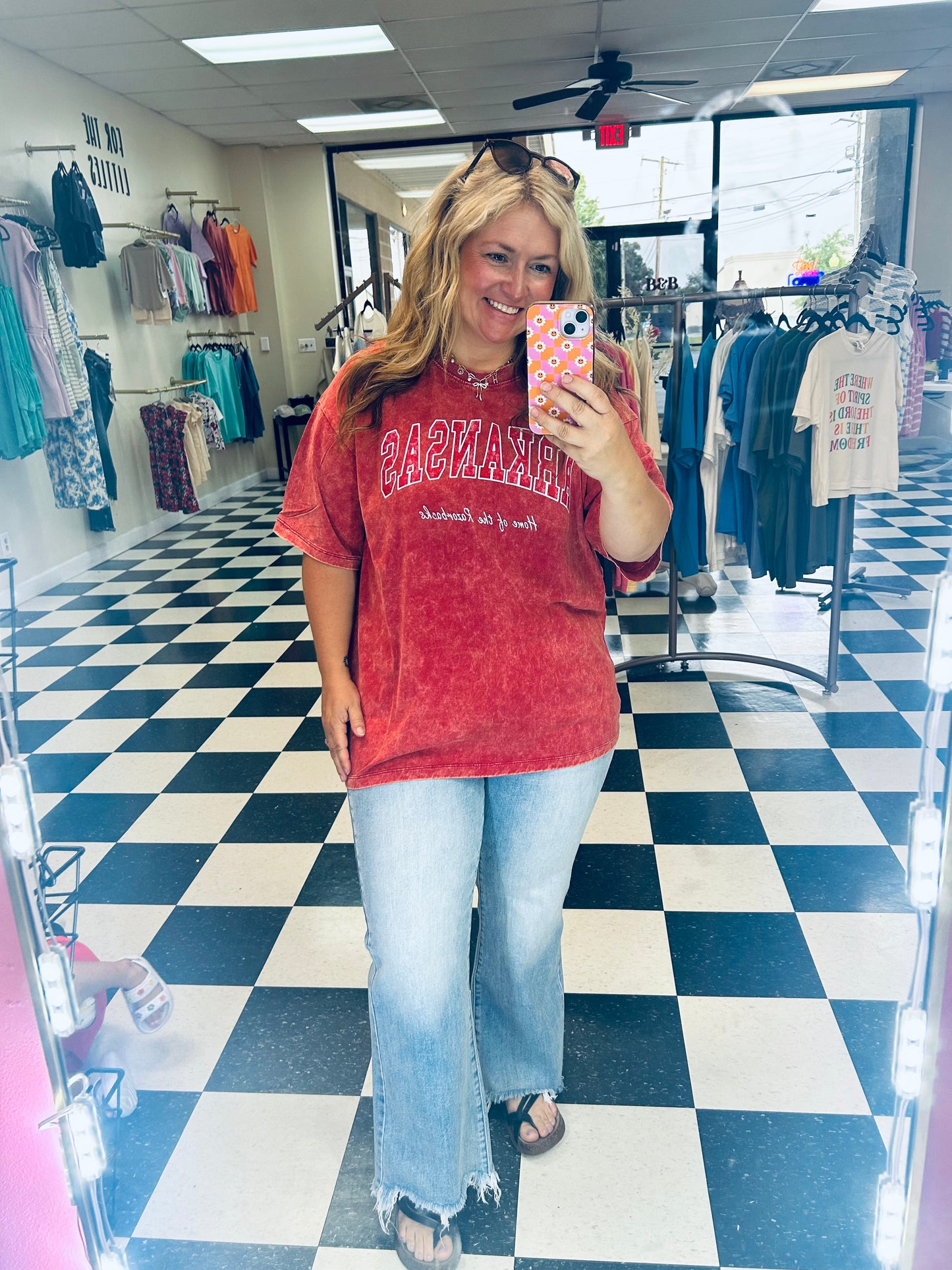 Red Zenana Arkansas Acid Wash Tshirt