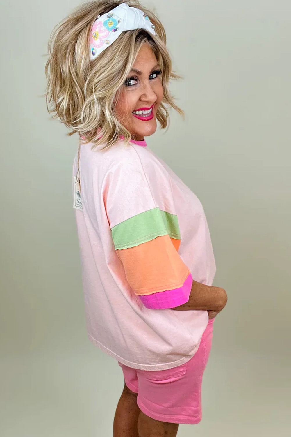 Color Block Half Plus Size T Shirt