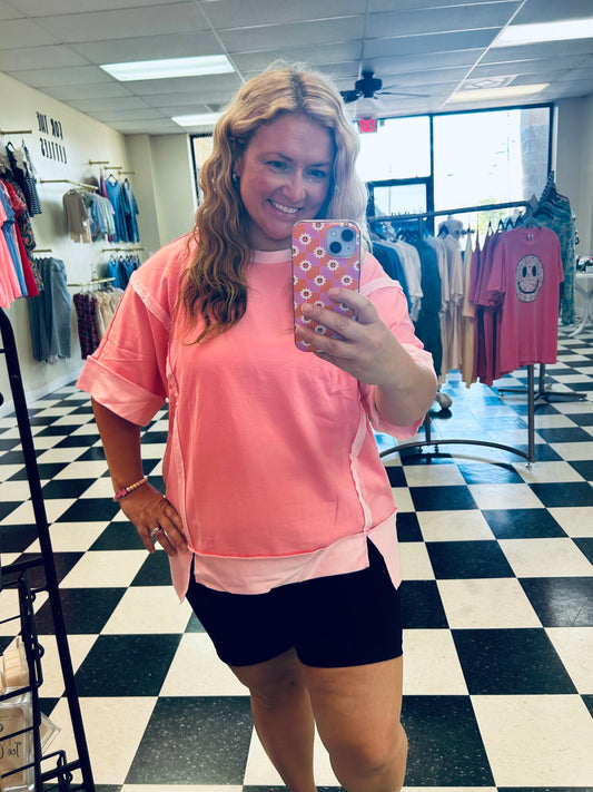 Pink Blossom Exposed Seam Top