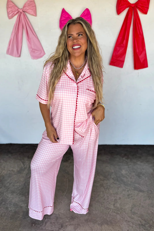 GINGHAM LOVE LUXE PJ SET-ETA BEGINNING OF JAN