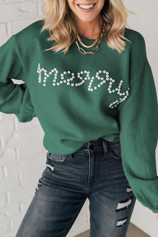 Blackish Green Pearl Merry Knit Sweater