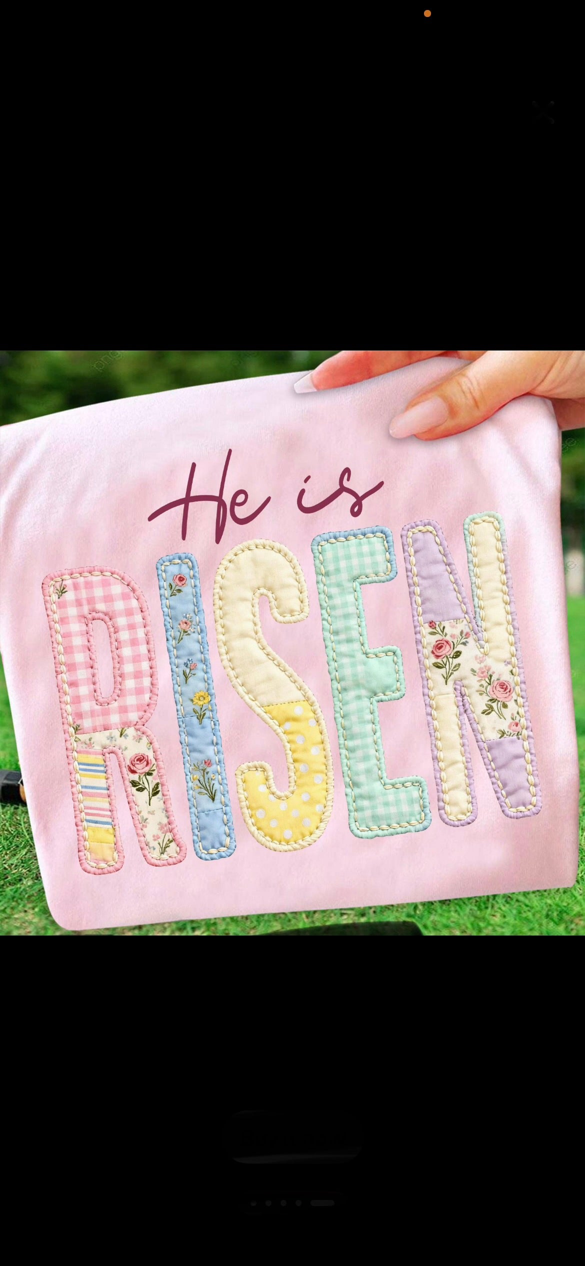 Faux Quilted He is Risen Tee