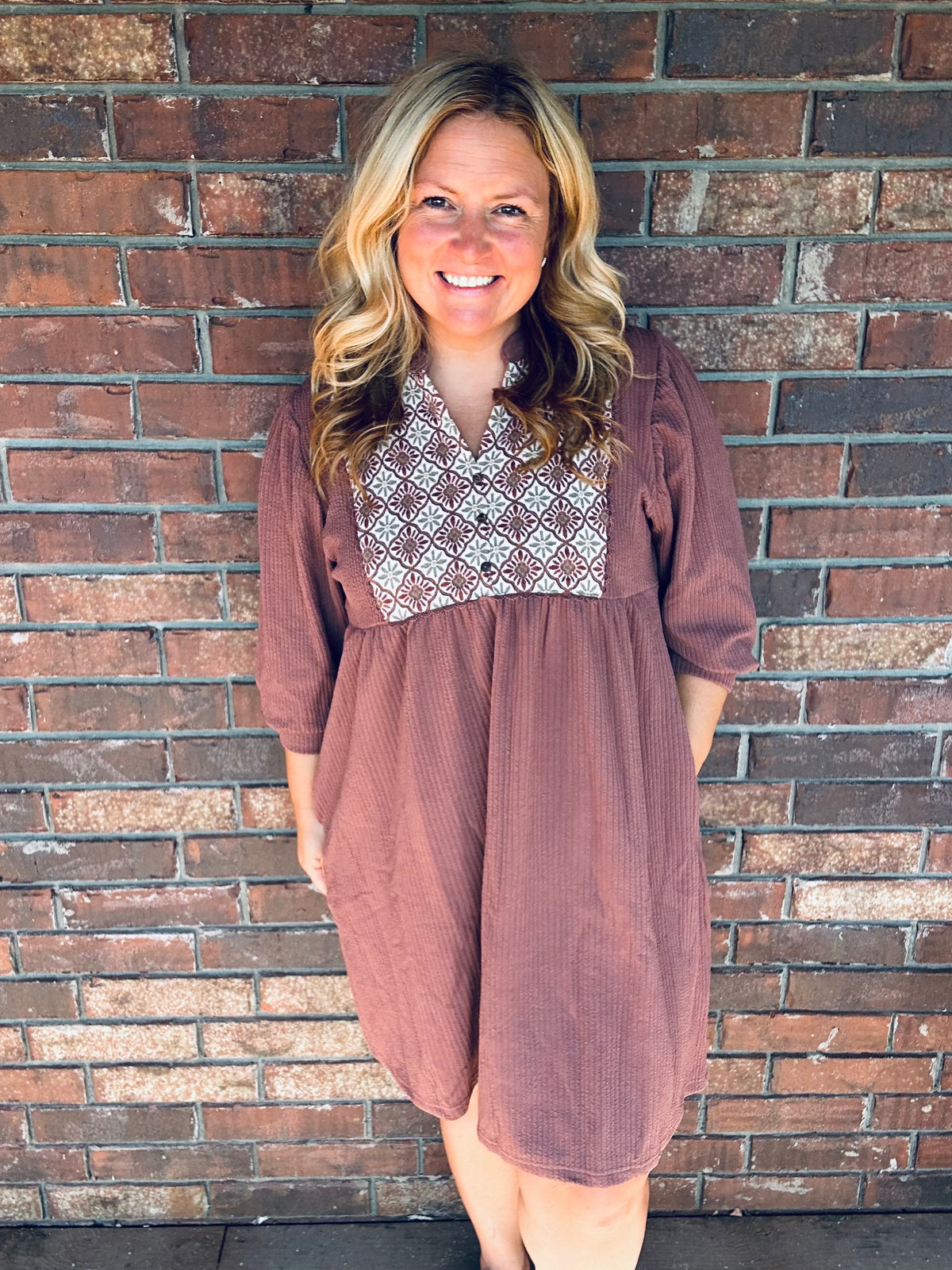 Umgee Cocoa Ribbed Dress