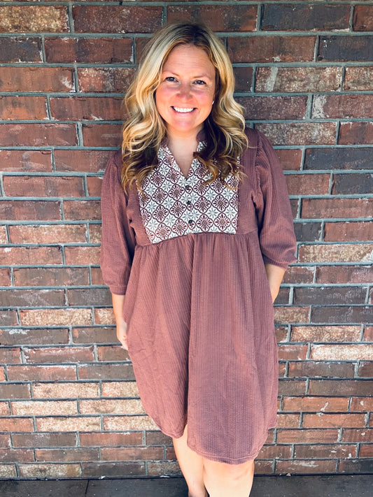 Umgee Cocoa Ribbed Dress