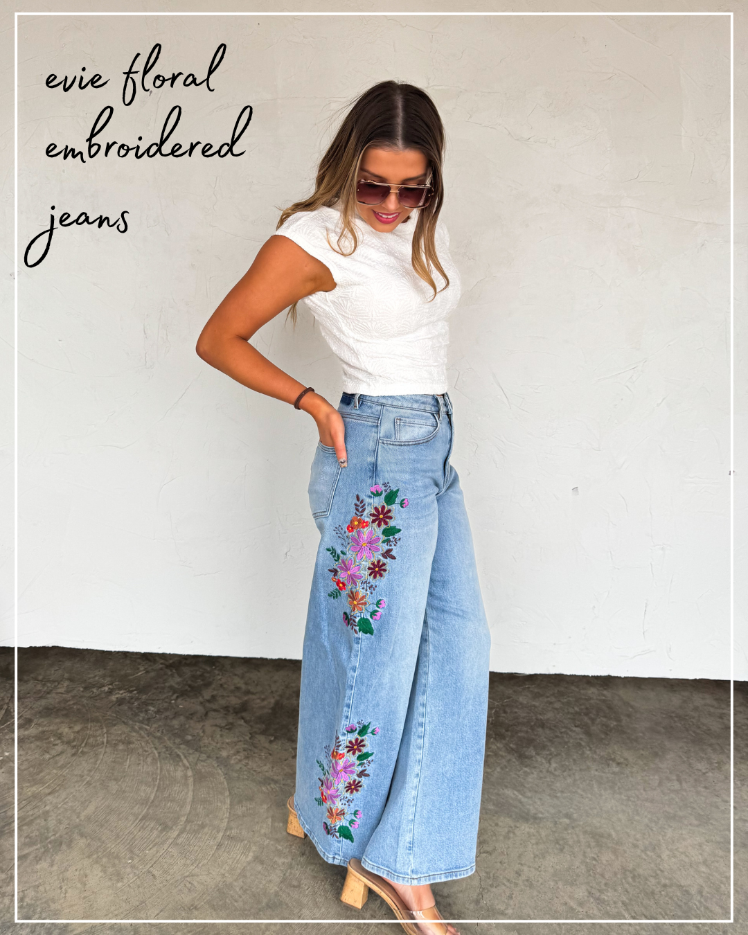 PREORDER- 2nd CUT- EVIE FLORAL EMBROIDERED JEANS-ETA