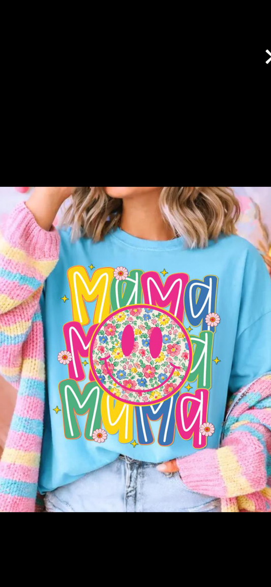 Floral Mama Smiley Face Tshirt