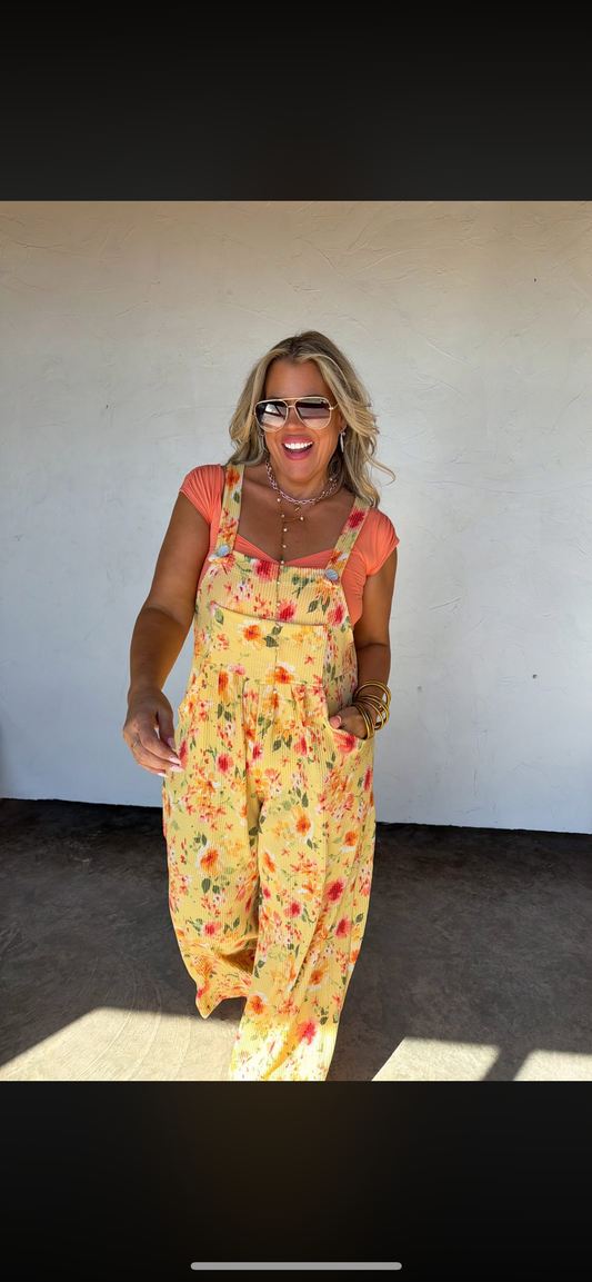 PREORDER- SPRING FLORAL KARLI BOHO OVERALLS🌸🌼