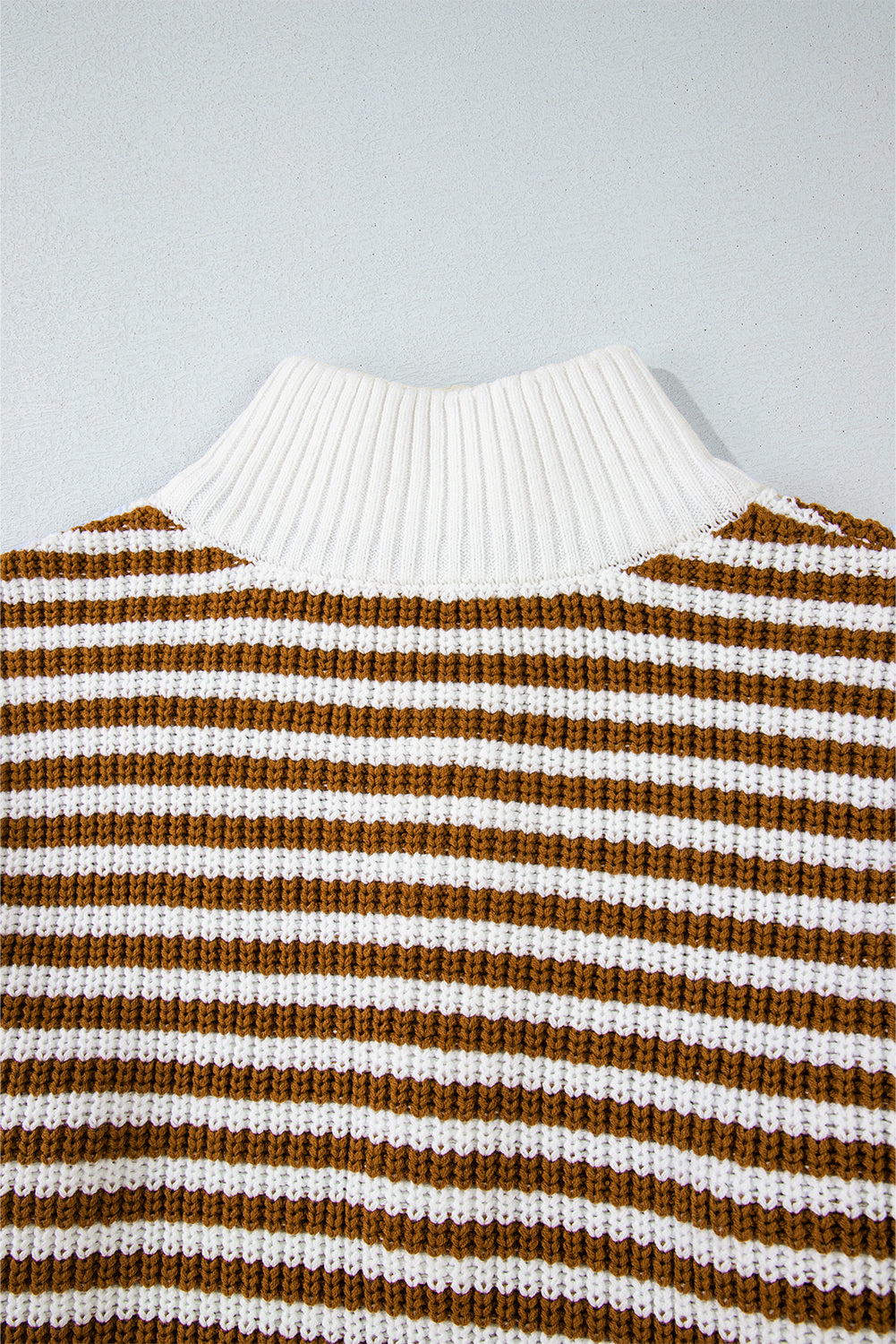 Striped Zip Up Collar Drop Sleeve Sweater