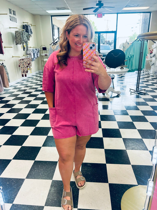 Reversible Vintage Wash Rompers with V-Back