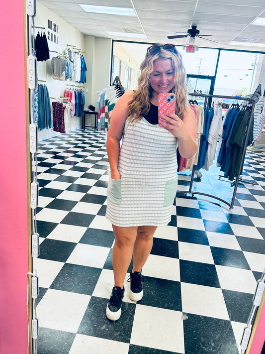 Lovely Melody Sage Romper Dress with built in shorts