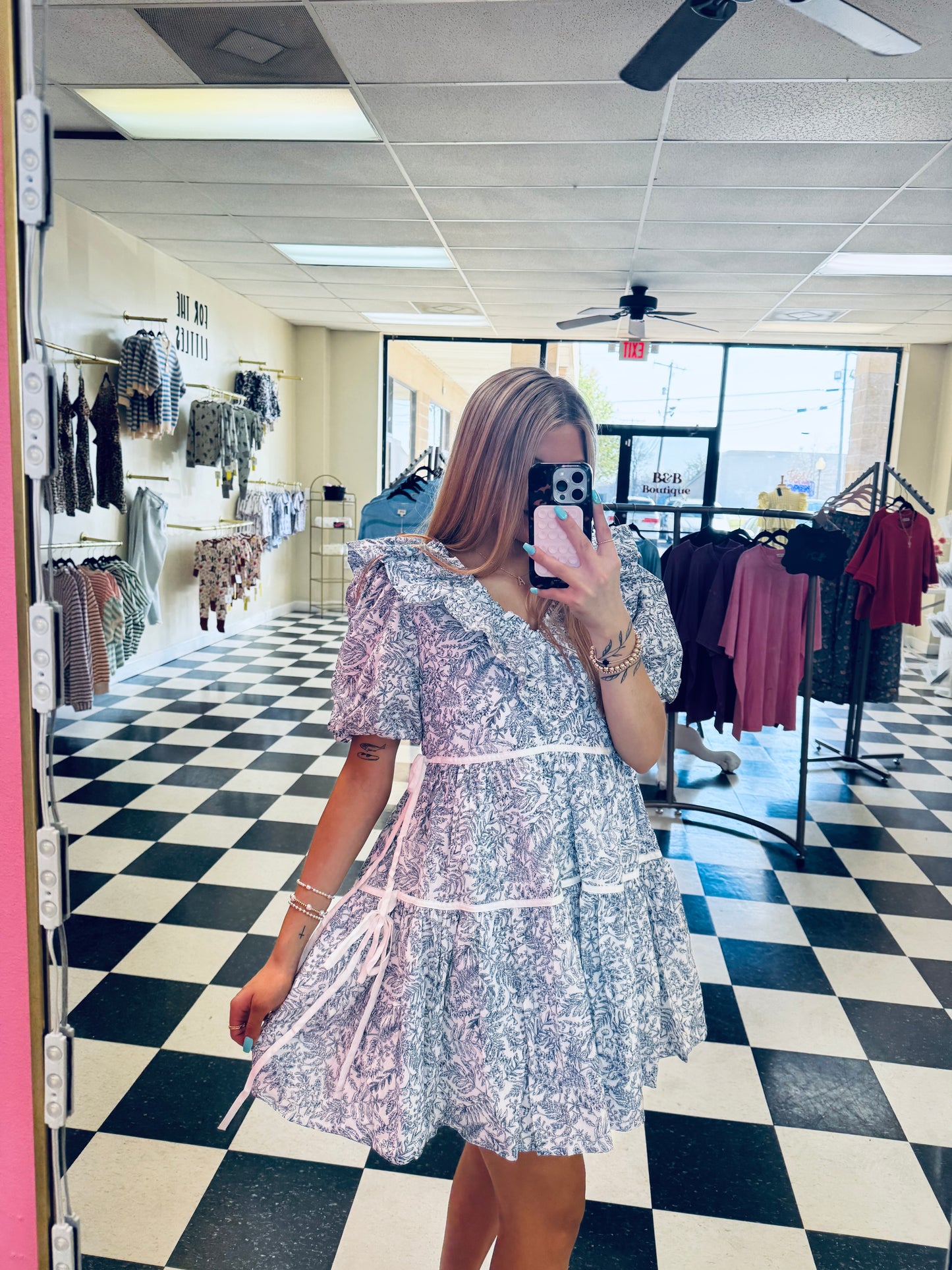 Navy/White Ruffle Dress