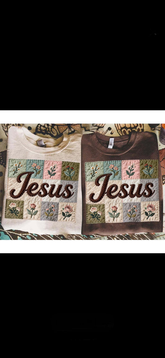 Faux Quilted Jesus Tshirt