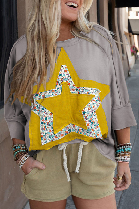 Medium Grey Floral Star Top